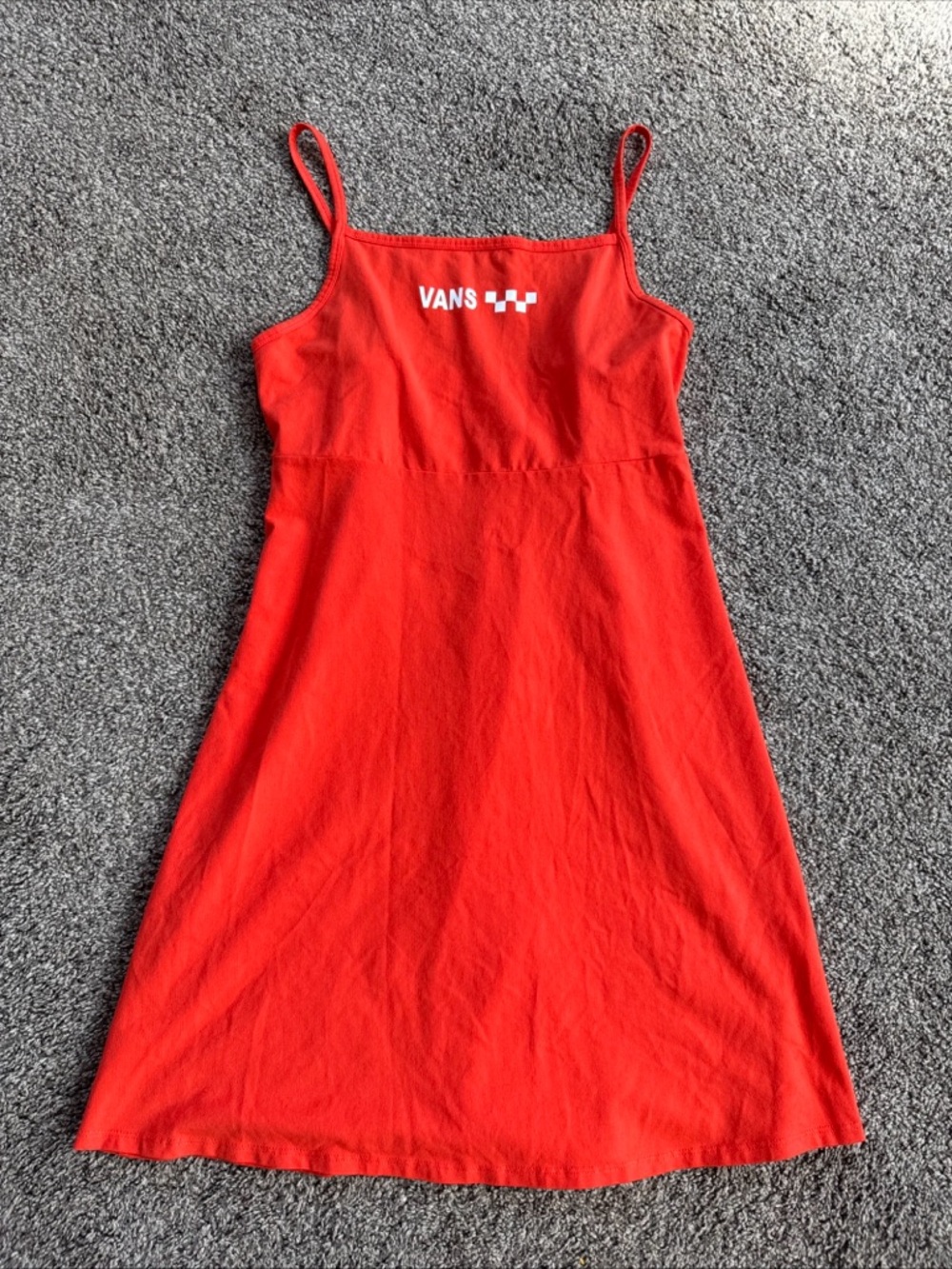 Vans Womens Small Orange Spaghetti Strap Logo Dress EUC